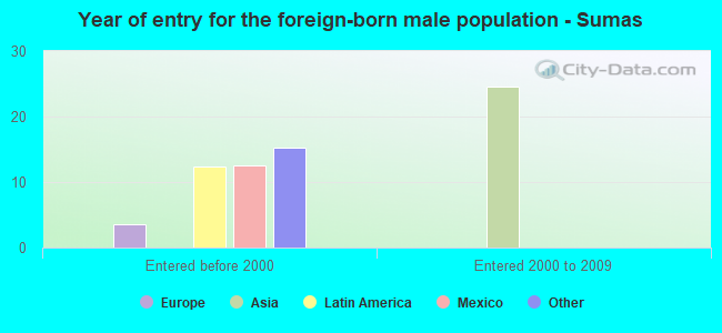 Year of entry for the foreign-born male population - Sumas