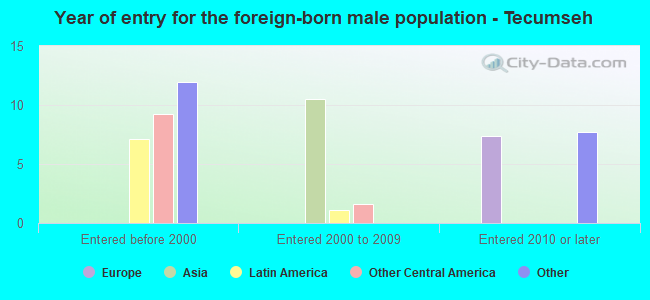 Year of entry for the foreign-born male population - Tecumseh
