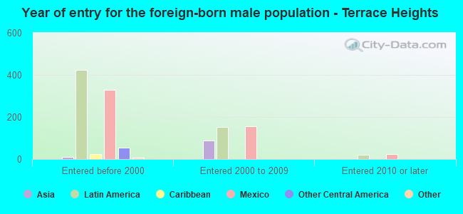 Year of entry for the foreign-born male population - Terrace Heights
