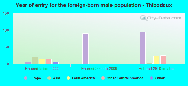 Year of entry for the foreign-born male population - Thibodaux
