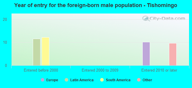Year of entry for the foreign-born male population - Tishomingo