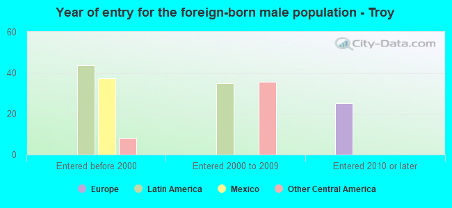 Year of entry for the foreign-born male population - Troy