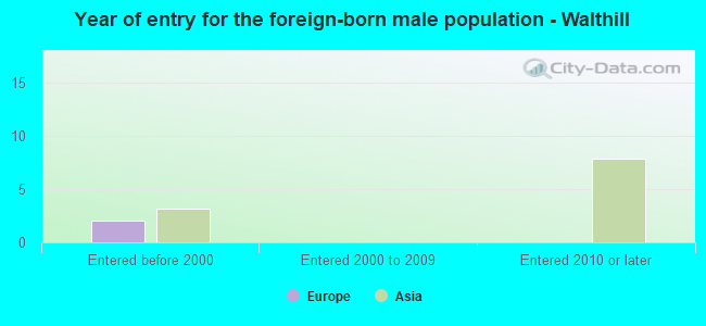 Year of entry for the foreign-born male population - Walthill