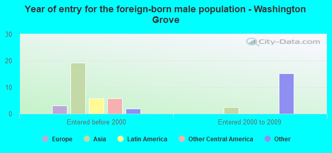 Year of entry for the foreign-born male population - Washington Grove