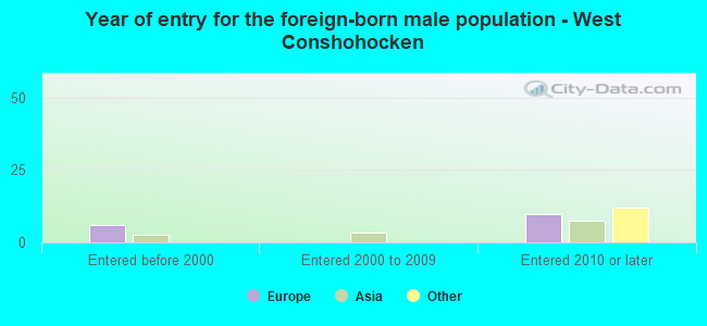 Year of entry for the foreign-born male population - West Conshohocken