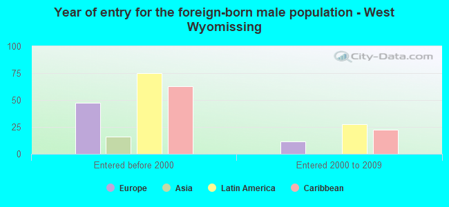 Year of entry for the foreign-born male population - West Wyomissing