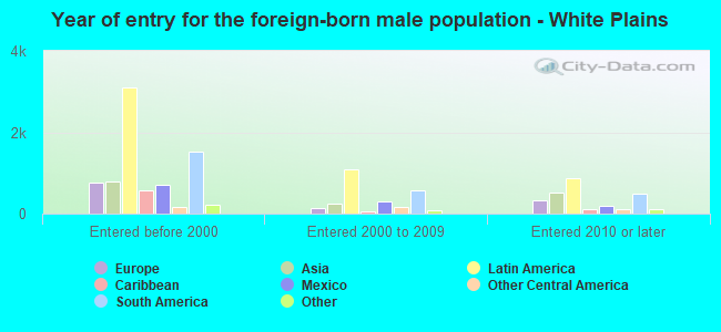 Year of entry for the foreign-born male population - White Plains