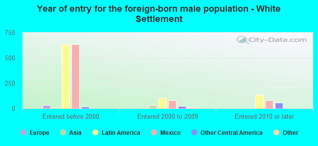 Year of entry for the foreign-born male population - White Settlement