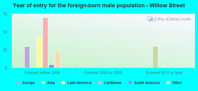 Year of entry for the foreign-born male population - Willow Street