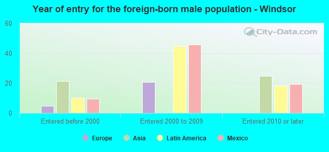 Year of entry for the foreign-born male population - Windsor