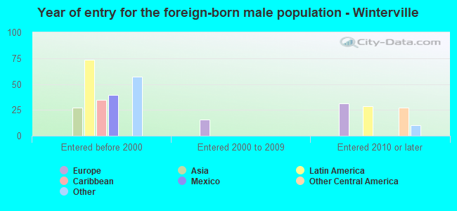 Year of entry for the foreign-born male population - Winterville