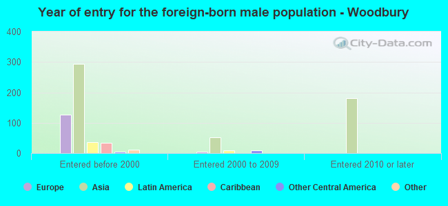 Year of entry for the foreign-born male population - Woodbury