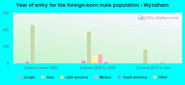 Year of entry for the foreign-born male population - Wyndham