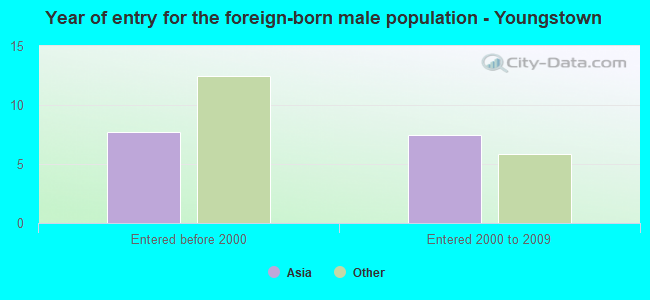 Year of entry for the foreign-born male population - Youngstown