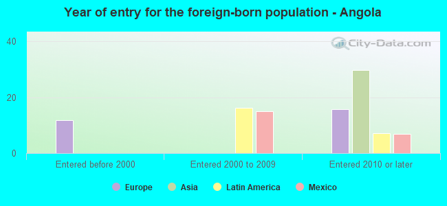 Year of entry for the foreign-born population - Angola