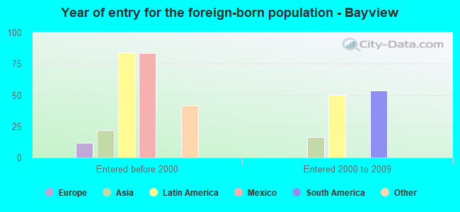 Year of entry for the foreign-born population - Bayview