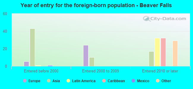 Year of entry for the foreign-born population - Beaver Falls