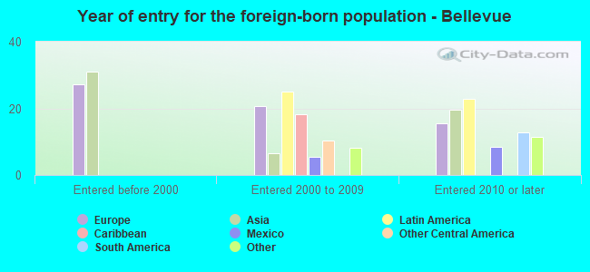 Year of entry for the foreign-born population - Bellevue
