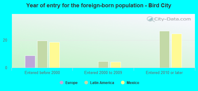 Year of entry for the foreign-born population - Bird City