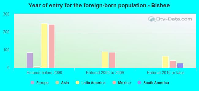 Year of entry for the foreign-born population - Bisbee