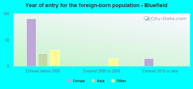 Year of entry for the foreign-born population - Bluefield