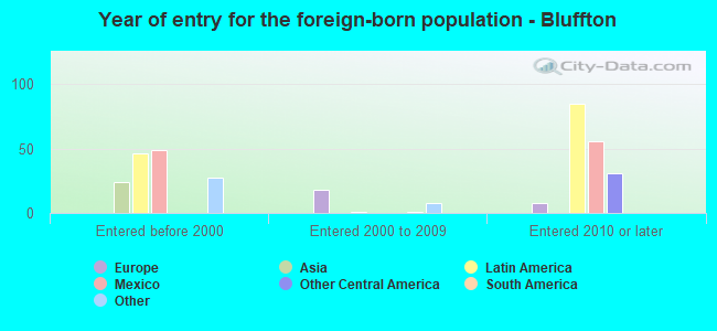 Year of entry for the foreign-born population - Bluffton