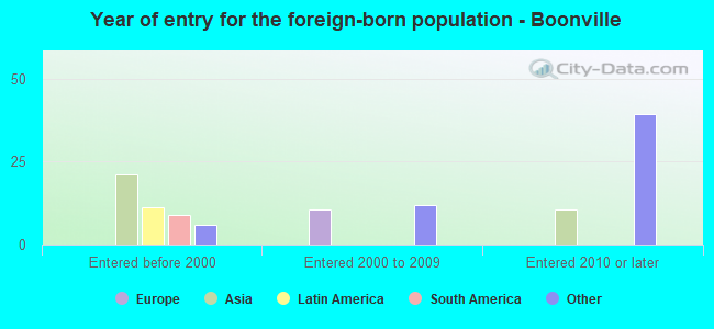 Year of entry for the foreign-born population - Boonville