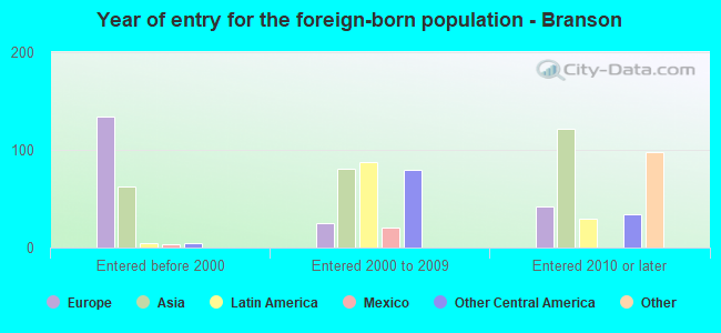 Year of entry for the foreign-born population - Branson