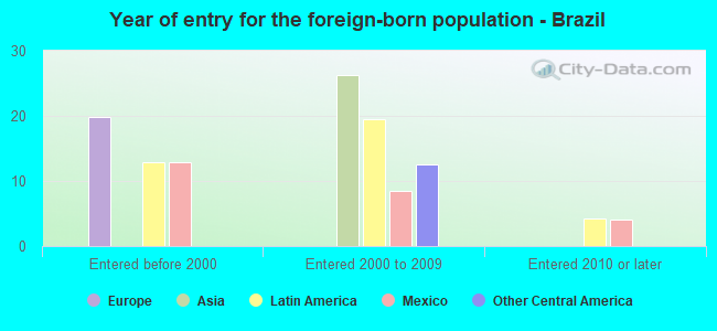 Year of entry for the foreign-born population - Brazil