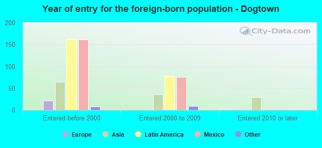 Year of entry for the foreign-born population - Dogtown