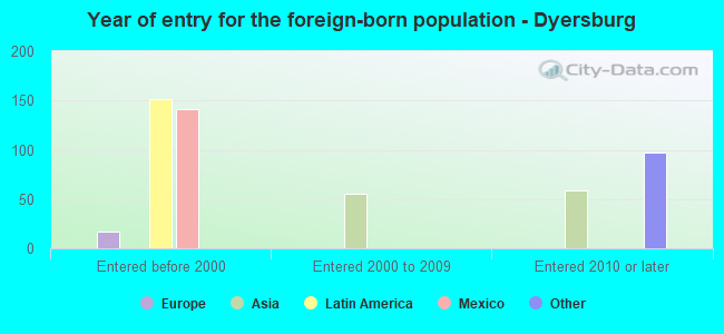 Year of entry for the foreign-born population - Dyersburg