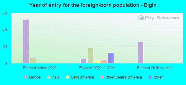 Year of entry for the foreign-born population - Elgin