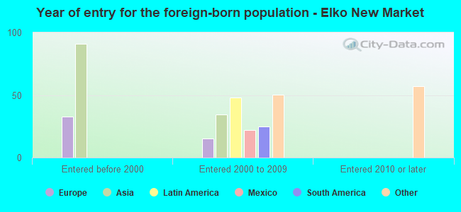 Year of entry for the foreign-born population - Elko New Market