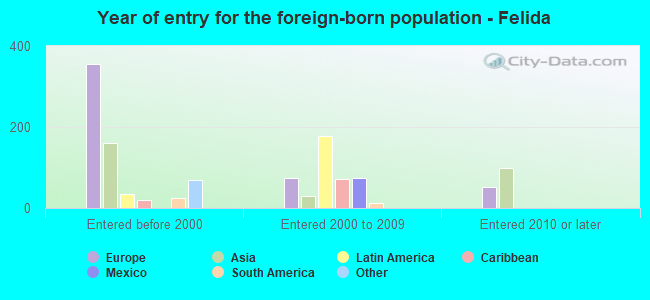 Year of entry for the foreign-born population - Felida
