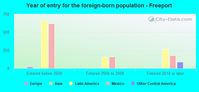 Year of entry for the foreign-born population - Freeport