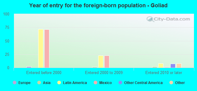 Year of entry for the foreign-born population - Goliad