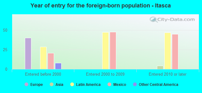 Year of entry for the foreign-born population - Itasca