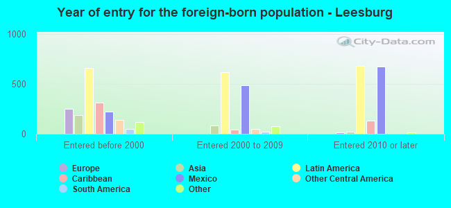 Year of entry for the foreign-born population - Leesburg