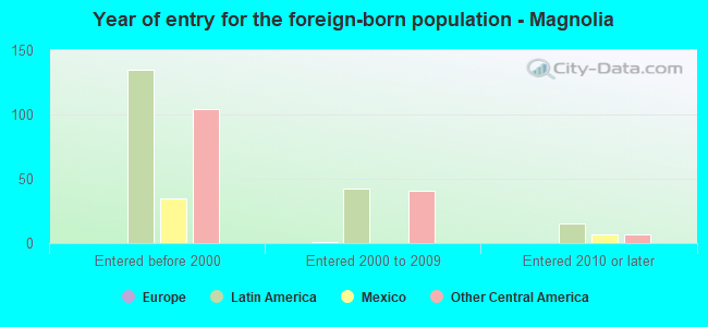 Year of entry for the foreign-born population - Magnolia