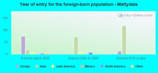 Year of entry for the foreign-born population - Mattydale