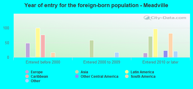 Year of entry for the foreign-born population - Meadville