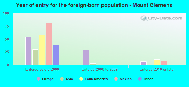 Year of entry for the foreign-born population - Mount Clemens