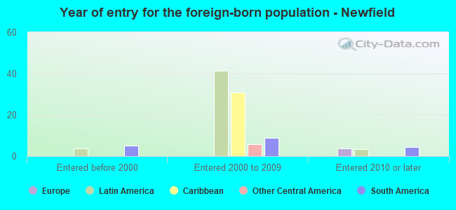 Year of entry for the foreign-born population - Newfield
