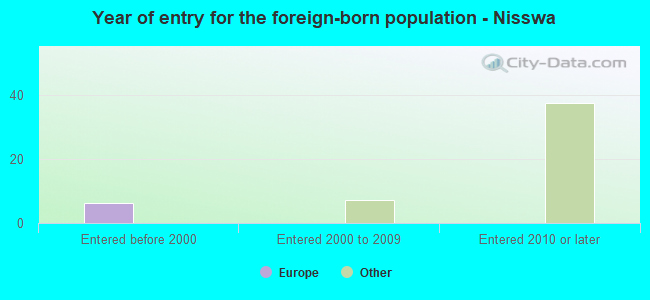 Year of entry for the foreign-born population - Nisswa