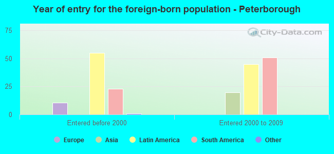 Year of entry for the foreign-born population - Peterborough