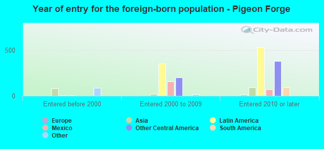 Year of entry for the foreign-born population - Pigeon Forge