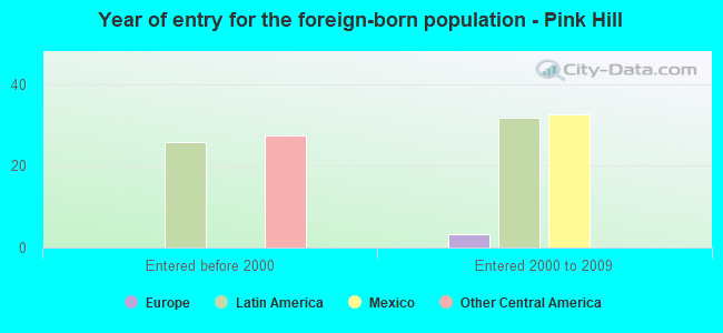 Year of entry for the foreign-born population - Pink Hill