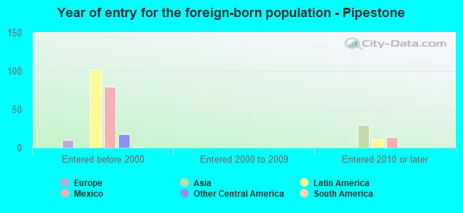 Year of entry for the foreign-born population - Pipestone