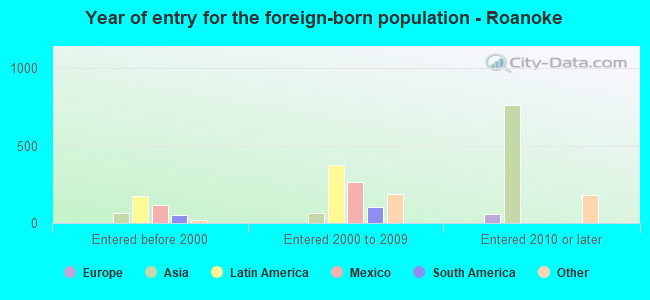 Year of entry for the foreign-born population - Roanoke
