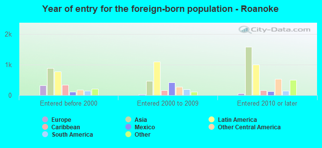 Year of entry for the foreign-born population - Roanoke